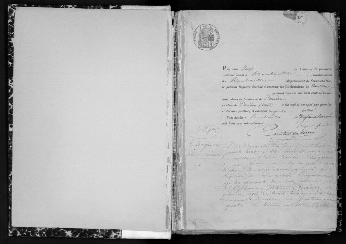 DOURDAN. Naissances, mariages, décès : registre d'état civil (1868-1871). 