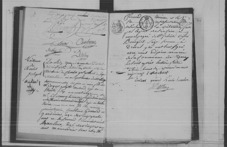 VIGNEUX-SUR-SEINE. Naissances, mariages, décès : registre d'état civil (1824-1845). 