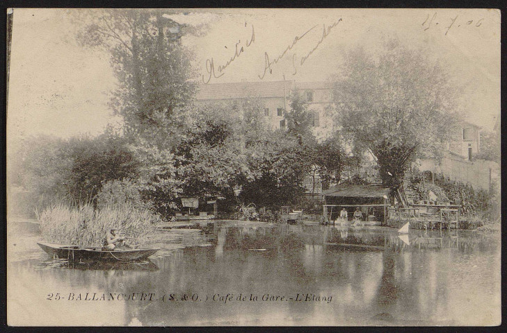 Ballancourt-sur-Essonne.- L'étang près du café de la gare (15 juillet 1906). 