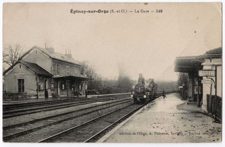 EPINAY-SUR-ORGE. - La gare. Thévenet (1934), 10 lignes, ad. 