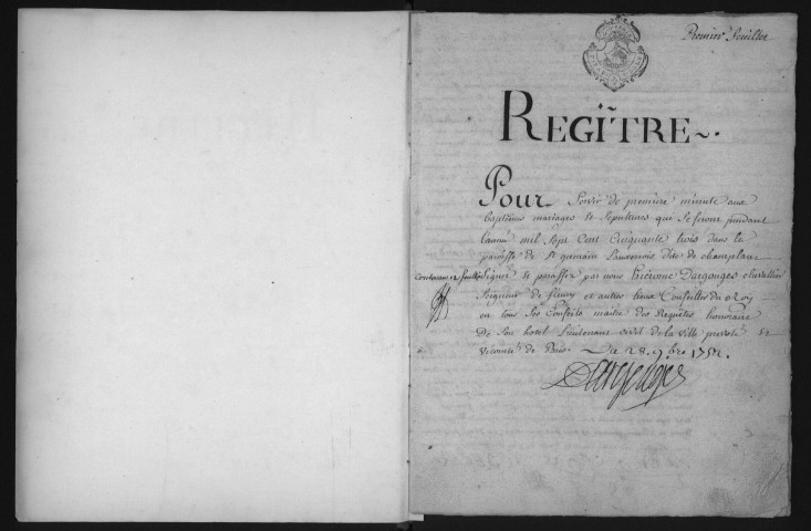 CHAMPLAN. - Registre paroissial. - Registre des baptêmes, mariages et sépultures (1753-1780) 