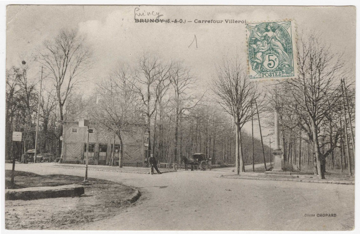 QUINCY-SOUS-SENART. - Carrefour Villeroi [1907, timbre à 5 centimes]. 