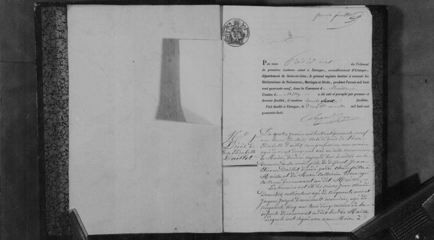 MAISSE. Naissances, mariages, décès : registre d'état civil (1849-1860). 