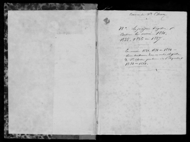 SAINT-CHERON. Naissances, mariages, décès : registre d'état civil (1835-1837). 