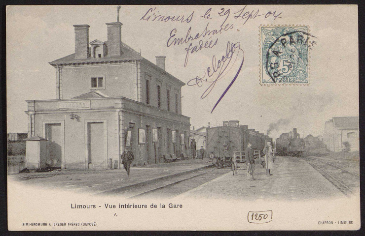 LIMOURS.- Vue intérieure de la gare (29 septembre 1904). 