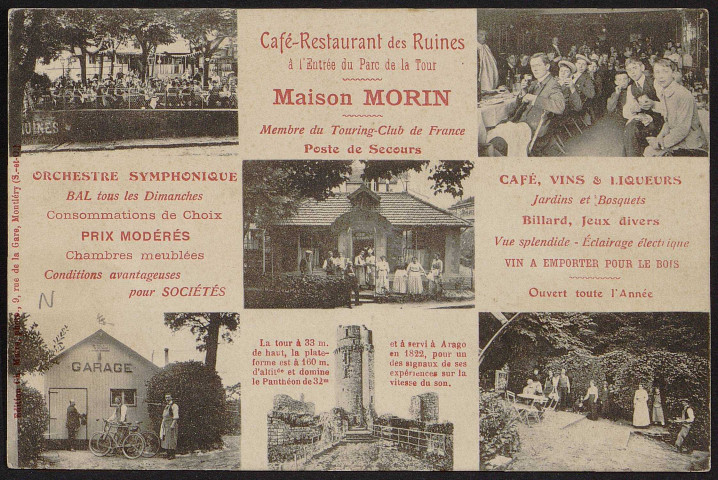Montlhéry.- Maison Morin Café-restaurant des ruines à l'entrée du parc de la tour [1904-1910]. 