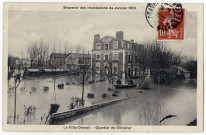 DRAVEIL. - La Villa-Draveil. Quartier de Gibraltar. Souvenir des inondations de janvier 1910. Bréger, 15 lignes, 10 c, ad. 