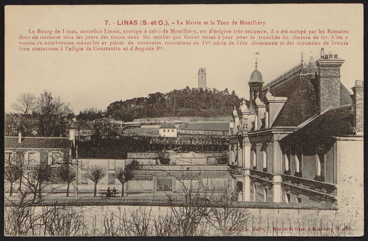 Linas.- La mairie et la tour de Montlhéry. 
