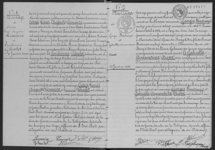 SAVIGNY-SUR-ORGE. - Mariages : registre d'état civil.