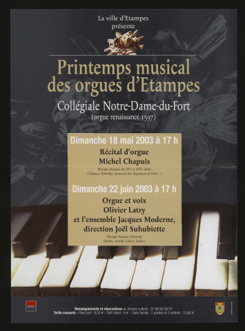 ETAMPES. - Printemps musical des orgues d'Etampes, collégiale Notre-Dame-du-Fort (2003). 