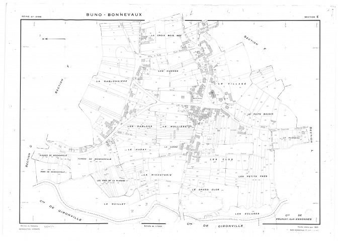 BUNO-BONNEVAUX .- Cadastre révisé pour 1953 : plan de la section E, [1 plan]. 