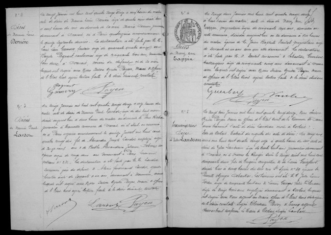 MAINVILLE (DRAVEIL). Naissances, mariages, décès : registre d'état civil (1892-1896). 