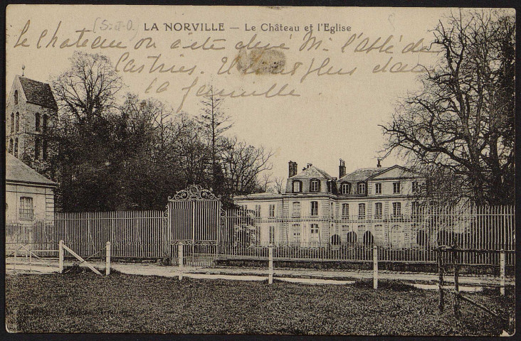 NORVILLE (LA).- Le château et l'église (15 août 1926).