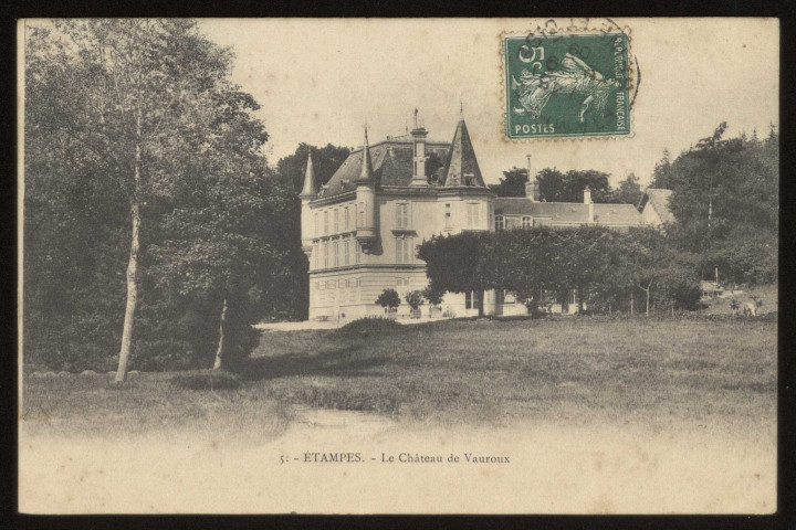ETAMPES. - Le château de Vauroux. 1908, 1 timbre à 5 centimes. 