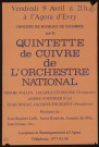 EVRY.- Concert de musique de chambre, par le Quintette de Cuivre de l'Orchestre national, Agora d'Evry, [9 avril 1976]. 