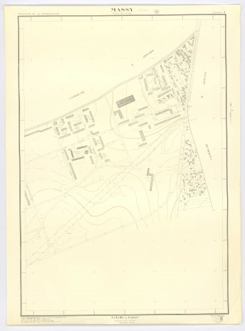 Plan topographique de MASSY dressé en 1945 par R. CHOQUARD, géomètre, mis à jour et dessiné par R. COLIN, géomètre-expert, feuille 4, Ministère de la Construction, 1960. Ech. 1/2.000. N et B. Dim. 1,05 x 0,77. 