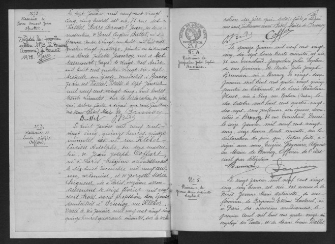 BRUNOY.- Naissances : registre d'état civil (1925-1926). 