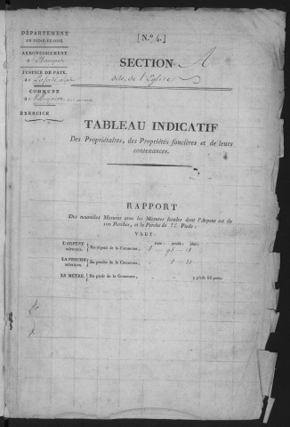 VILLENEUVE-SUR-AUVERS. - Etat de sections [cadastre rénové en 1953]. 