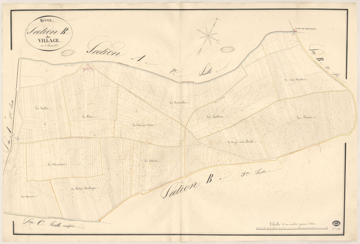 BREUX-JOUY. - Section B : Village (le), 1ère feuille. 