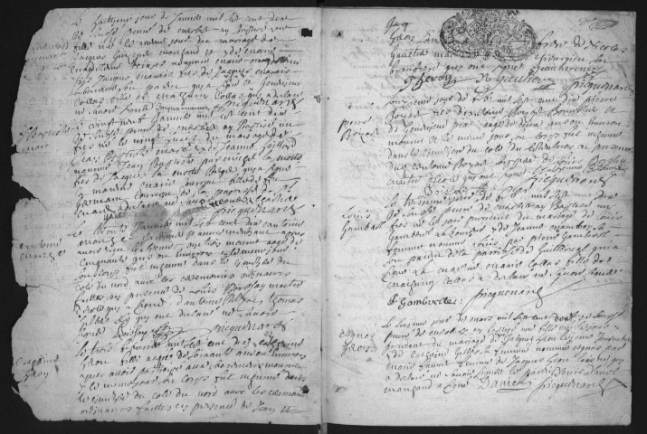 MEROBERT. - Registres paroissiaux : baptemes, mariages, décès (1710-1743). 