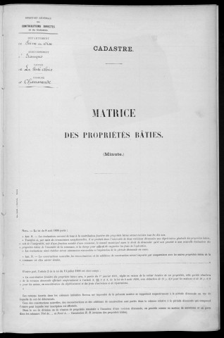 CHAMARANDE. - Matrice des propriétés bâties [cadastre rénové en 1933]. 