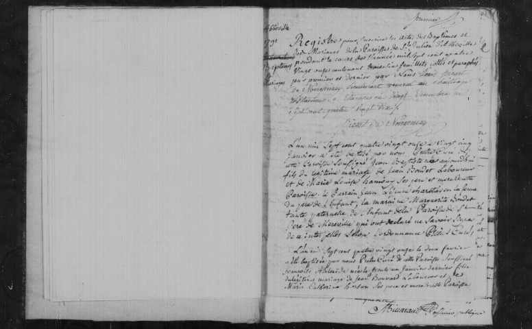 ABBEVILLE-LA-RIVIERE. Registre de naissances, mariages et décès (1791 - an X).