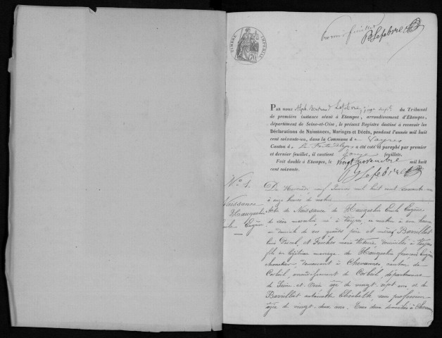 VAYRES-SUR-ESSONNE. Naissances, mariages, décès : registre d'état civil (1861-1875). 