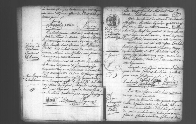 MONTGERON. Naissances, mariages, décès : registre d'état civil (1830-1837). 