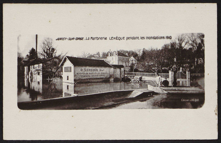 JUVISY-SUR-ORGE.- Inondation 1910, la marbrerie Lehèque.