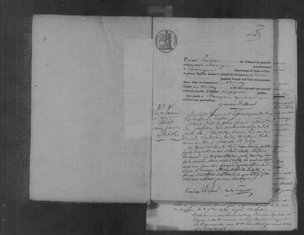 MILLY-LA-FORET. Décès : registre d'état civil (1842-1860). 