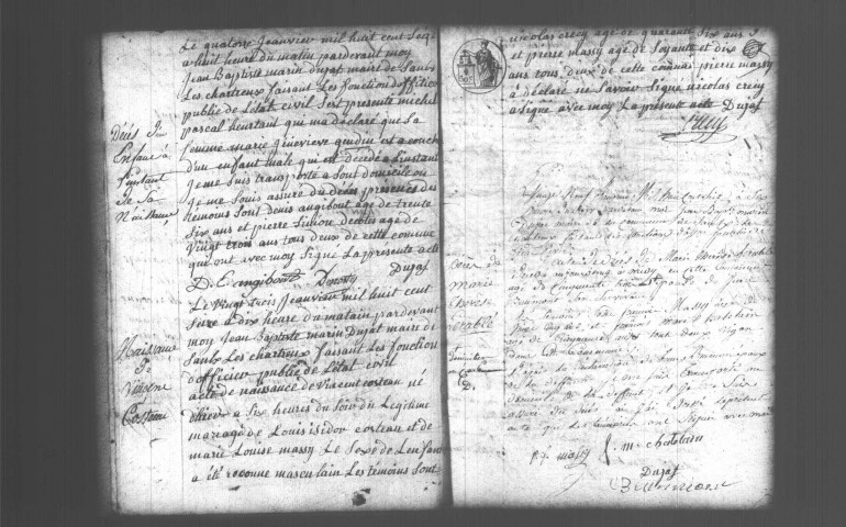SAULX-LES-CHARTREUX. Naissances, mariages, décès : registre d'état civil (1816-1822). 