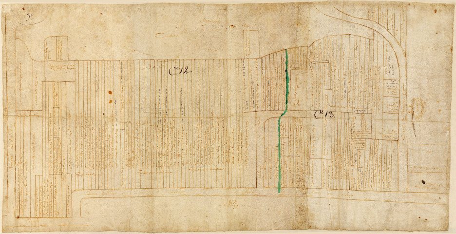 BRIERES-LES-SCELLES. - Carte 12-13, 1620, 42 x 81 cm. 