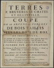 BRUYERES-LE-CHATEL, OLLAINVILLE. - Vente par adjudication de terres labourables, coupes de bois et taillis, et de vieilles charpente et menuiserie, 19 octobre 1789. 