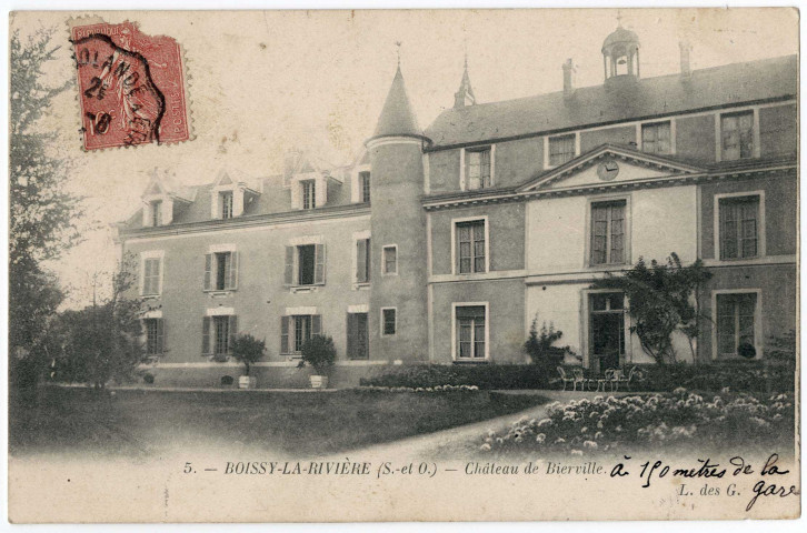 BOISSY-LA-RIVIERE. - Château de Bierville, L. des G., 1905, 9 lignes, 10 c, ad. 