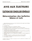 Essonne [préfecture]. - Avis aux électeurs. Elections des conseillers généraux. Détermination des bulletins blancs et nuls.