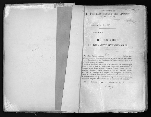 Conservation des hypothèques de CORBEIL. - Répertoire des formalités hypothécaires, volume n° 270 : A-Z (registre ouvert en 1879). 