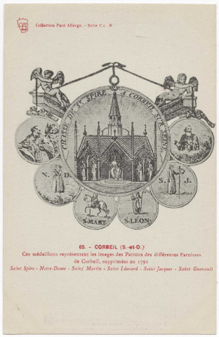 CORBEIL-ESSONNES. - Corbeil - Chasse de Saint-Spire de Corbeil. Edition Seine-et-Oise artistique et pittoresque, collection Paul Allorge, (d'après dessin). 