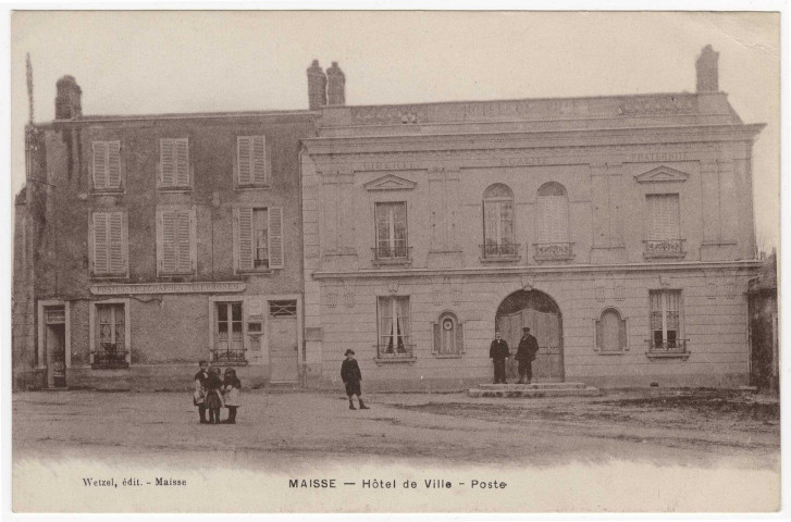 MAISSE. - Hôtel de ville.La poste. Wetzel, (1918), 30 lignes, sépia. 