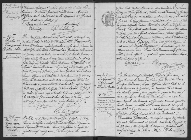 YERRES. - Naissances, mariages, décès : registre d'état civil.