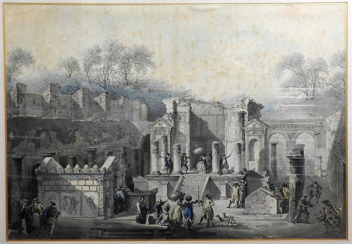 dessin : le Temple d'Isis à Pompéi