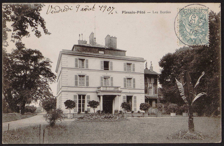 Plessis-Pâté (le).- Les Bordes : maison bourgeoise (9 août 1907). 