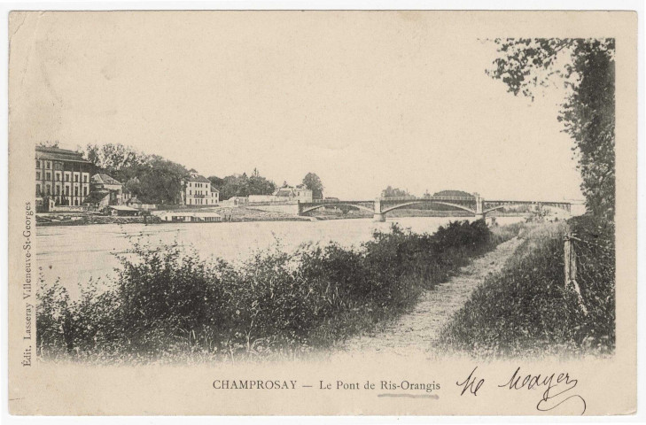RIS-ORANGIS. - Le pont de Ris-Orangis [Editeur Lasseray, 1903, timbre à 5 centimes]. 