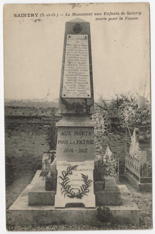 SAINTRY-SUR-SEINE. - Monument aux enfants de Saintry morts pour la France [Editeur Thévenet, timbre à 10 centimes]. 