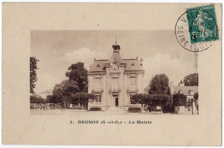 BRUNOY. - La mairie, Médard, 1915, 5 mots, 5 c, ad., sépia. 