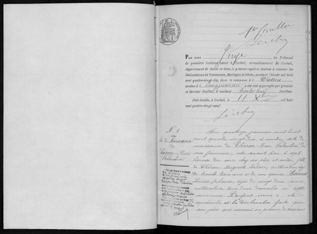 WISSOUS. Naissances, mariages, décès : registre d'état civil (1890-1896). 