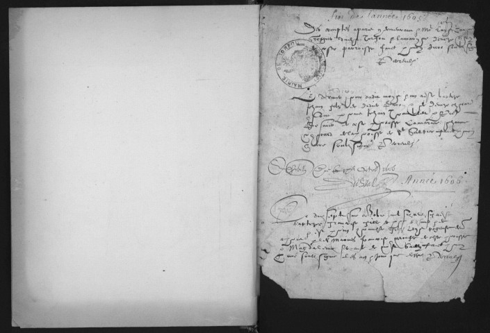 TORFOU - Registres paroissiaux. - Registre des baptêmes, mariages et sépultures (1605 - 1668). 