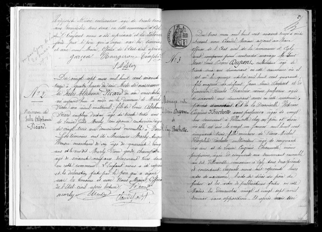 EGLY. Naissances, mariages, décès : registre d'état civil (1873-1882). 