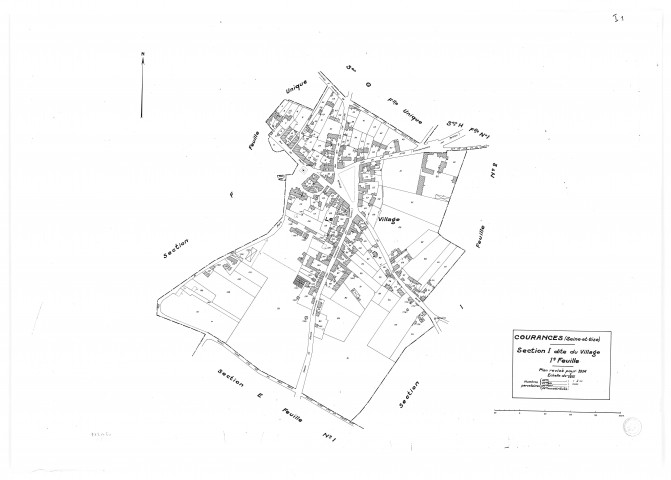 COURANCES .- Cadastre révisé pour 1934 : plan de la section I le Village 1ère feuille, [1 plan]. 