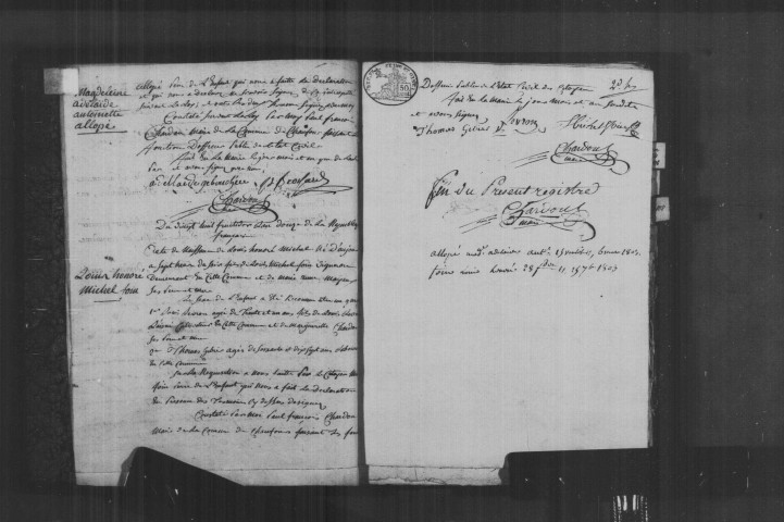 CHAUFFOUR-LES-ETRECHY. Naissances, mariages, décès : registre d'état civil (an XI-1830). 