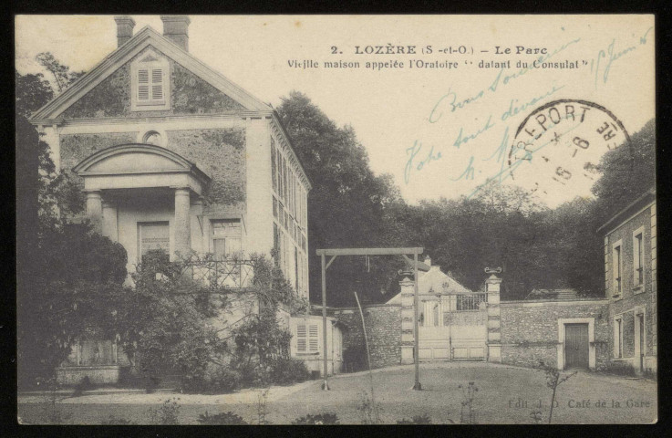 PALAISEAU. - Lozère. Le parc, vieille maison appelée l'Oratoire, datant du Consulat. Editeur JD, 1916. 